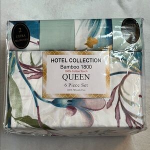 Hotel Collection Bamboo 1800 Queen Bedding Set - Green and Purple